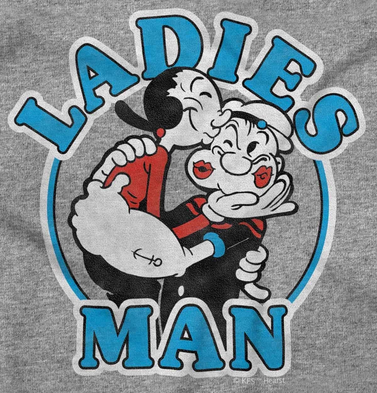 image:imageBrisco Brands Popeye and Olive Oyl Ladies Man Funny Hoodie Hooded Sweatshirt MenSport Grey