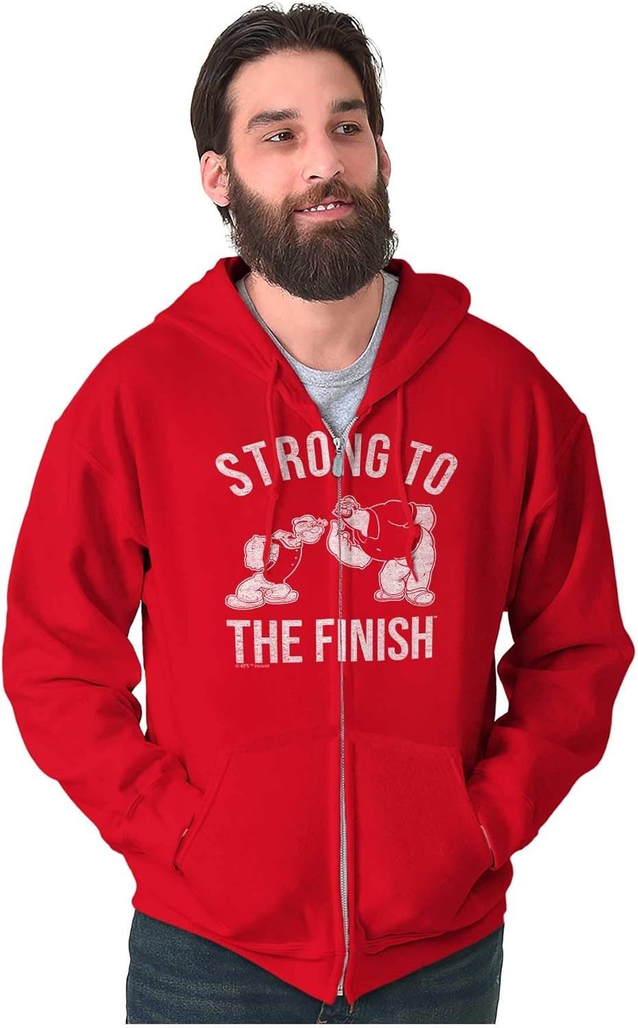 image:imageBrisco Brands Strong To The Finish Popeye Bluto Zip Hoodie Sweatshirt MenRed