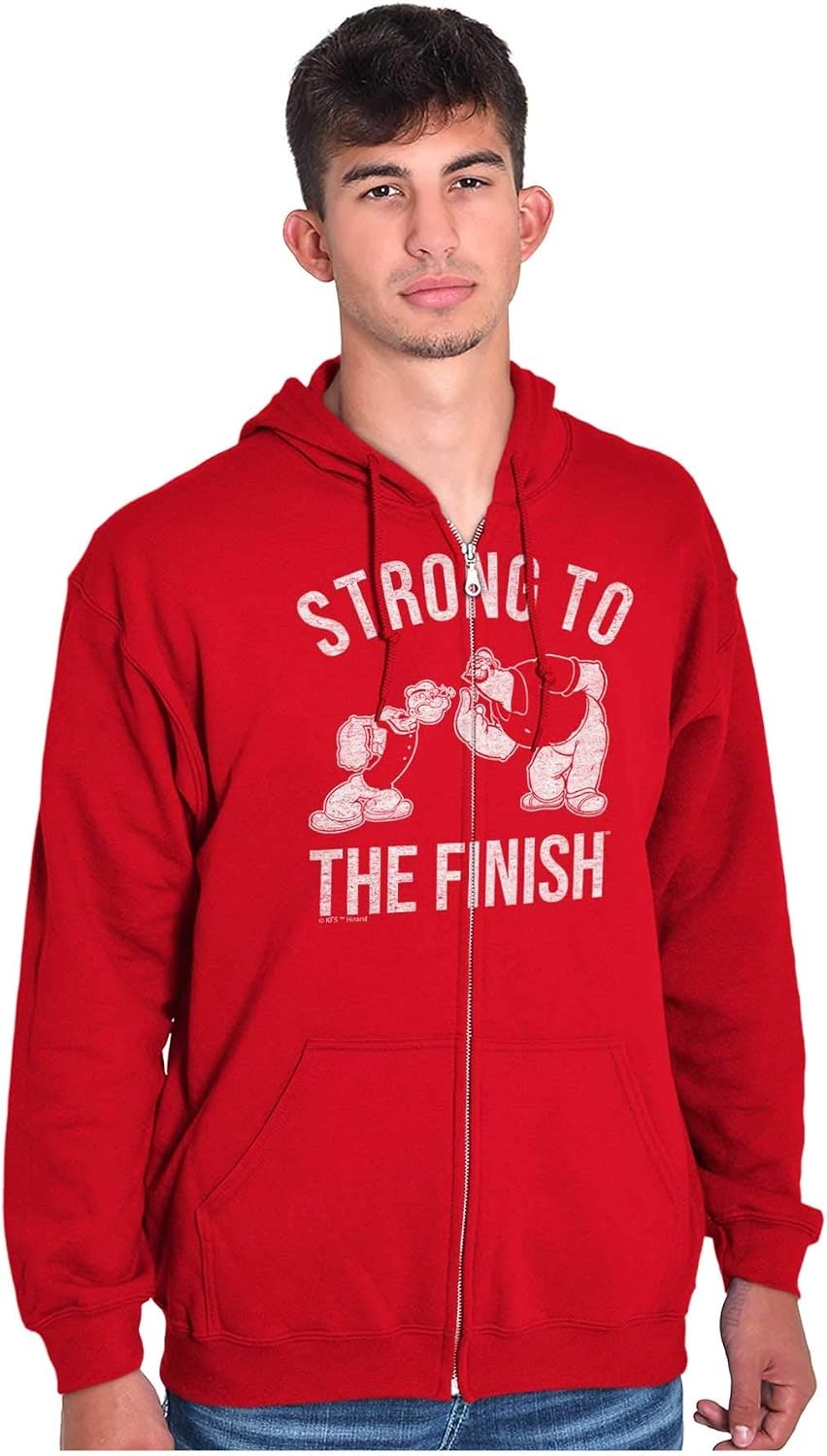 image:imageBrisco Brands Strong To The Finish Popeye Bluto Zip Hoodie Sweatshirt MenRed