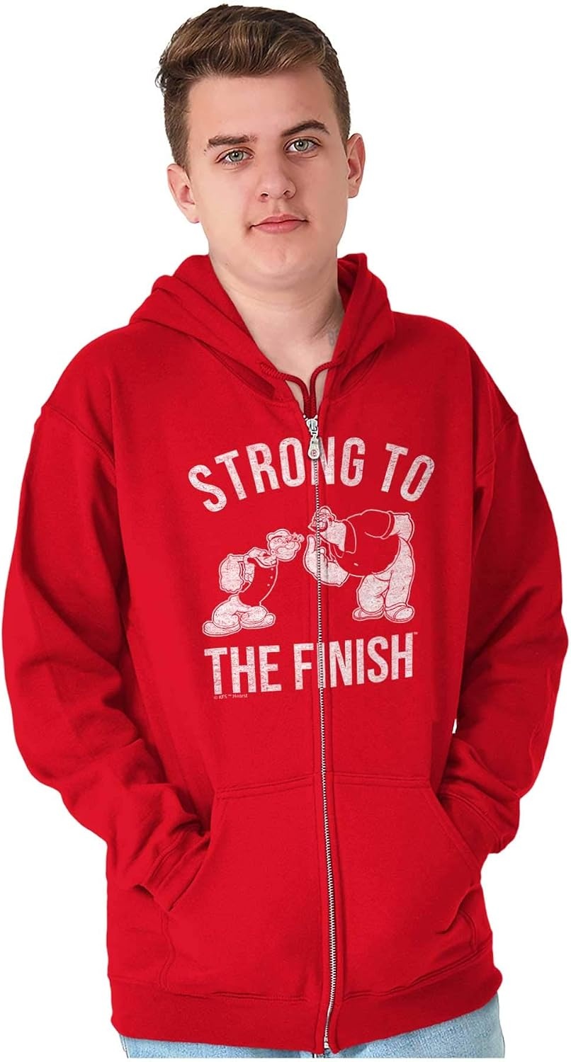 image:imageBrisco Brands Strong To The Finish Popeye Bluto Zip Hoodie Sweatshirt MenRed