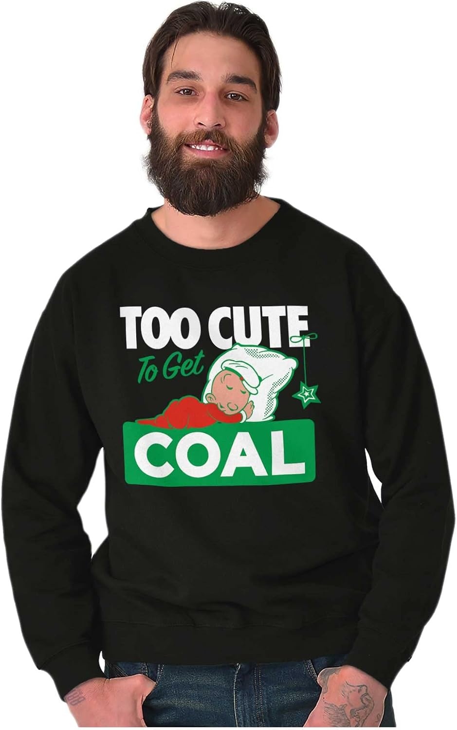 image:imageBrisco Brands SweePea Too Cute Get Coal Christmas Sweatshirt for Men or WomenBlack