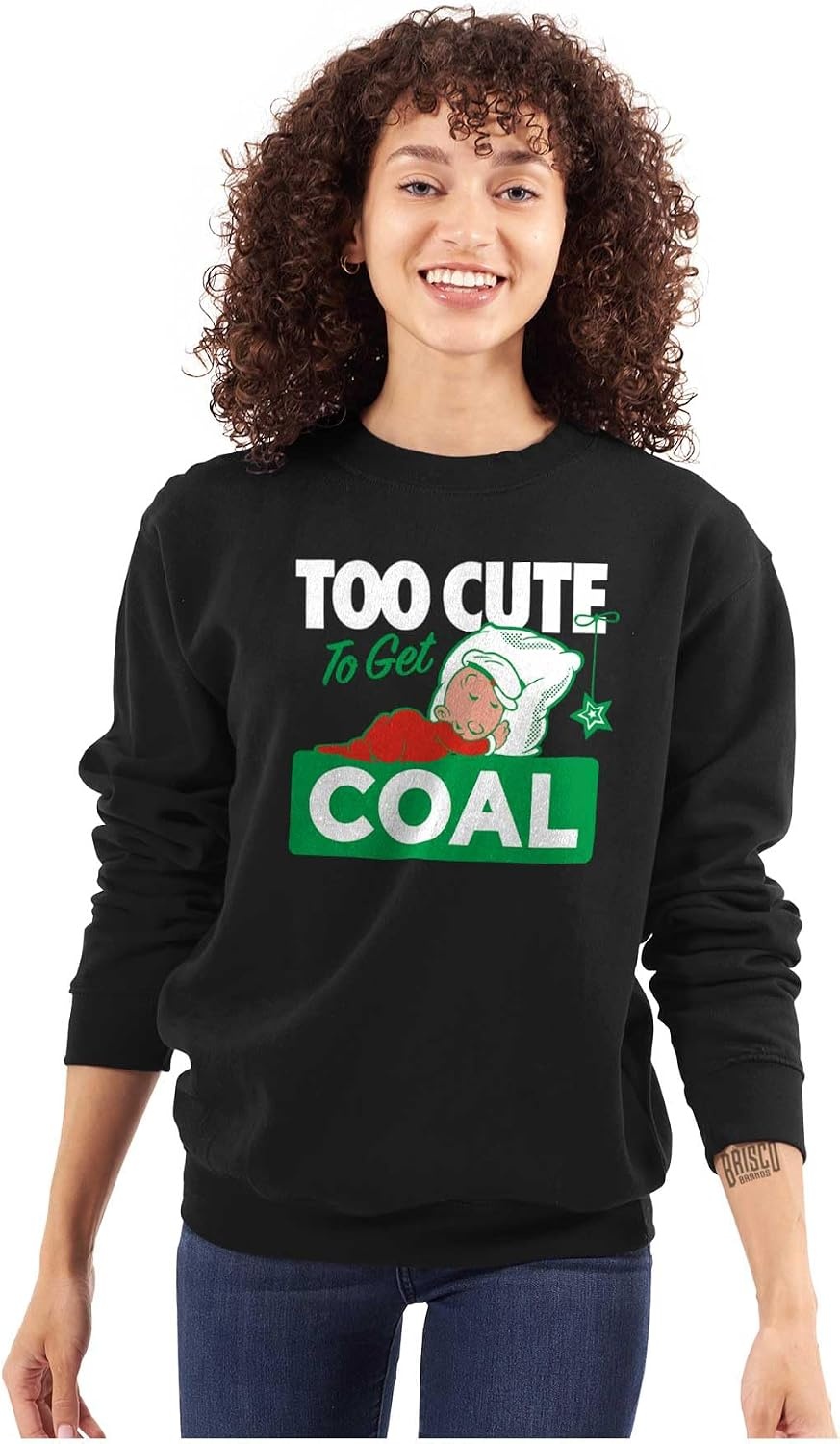 image:imageBrisco Brands SweePea Too Cute Get Coal Christmas Sweatshirt for Men or WomenBlack
