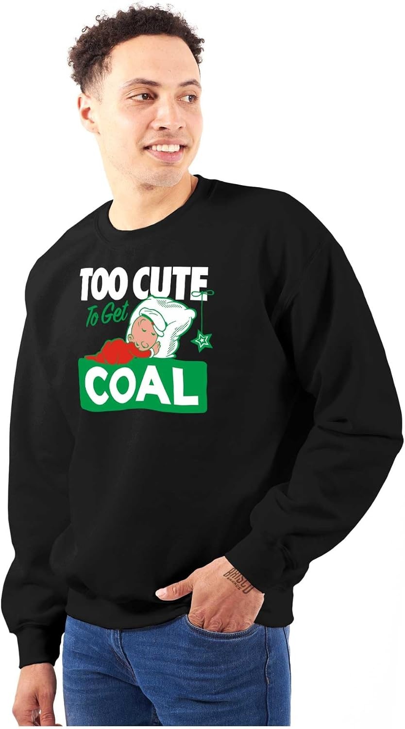 image:imageBrisco Brands SweePea Too Cute Get Coal Christmas Sweatshirt for Men or WomenBlack