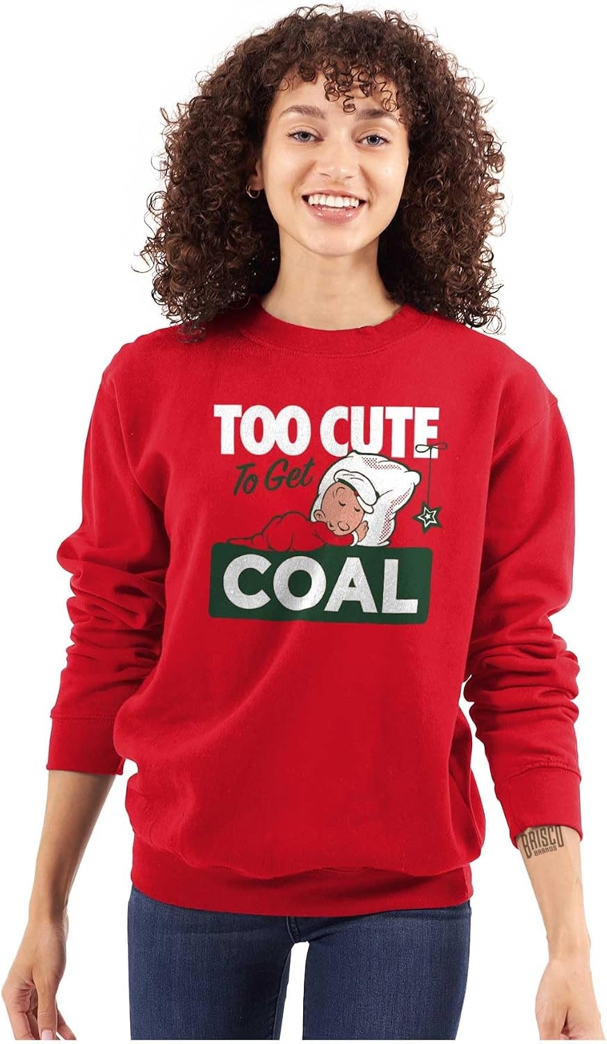 image:imageBrisco Brands SweePea Too Cute Get Coal Christmas Sweatshirt for Men or WomenRed