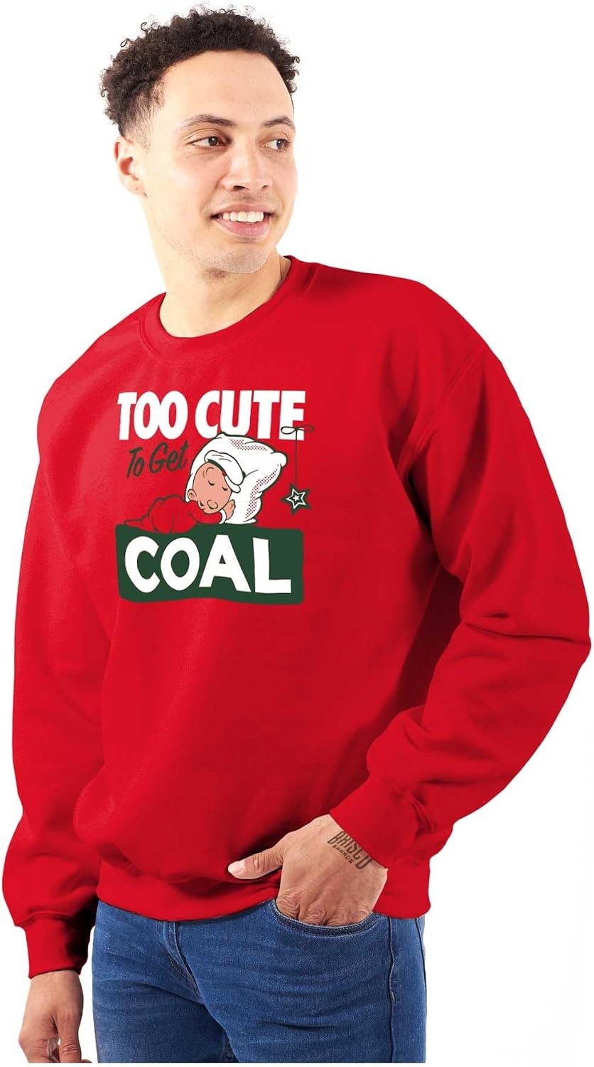 image:imageBrisco Brands SweePea Too Cute Get Coal Christmas Sweatshirt for Men or WomenRed