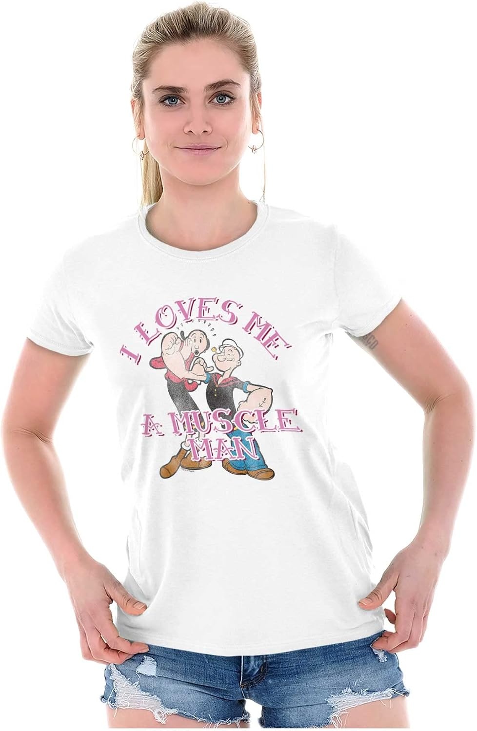 image:imageI Loves Me A Muscle Man Olive OYL Womens Slim Fit Graphic Tee