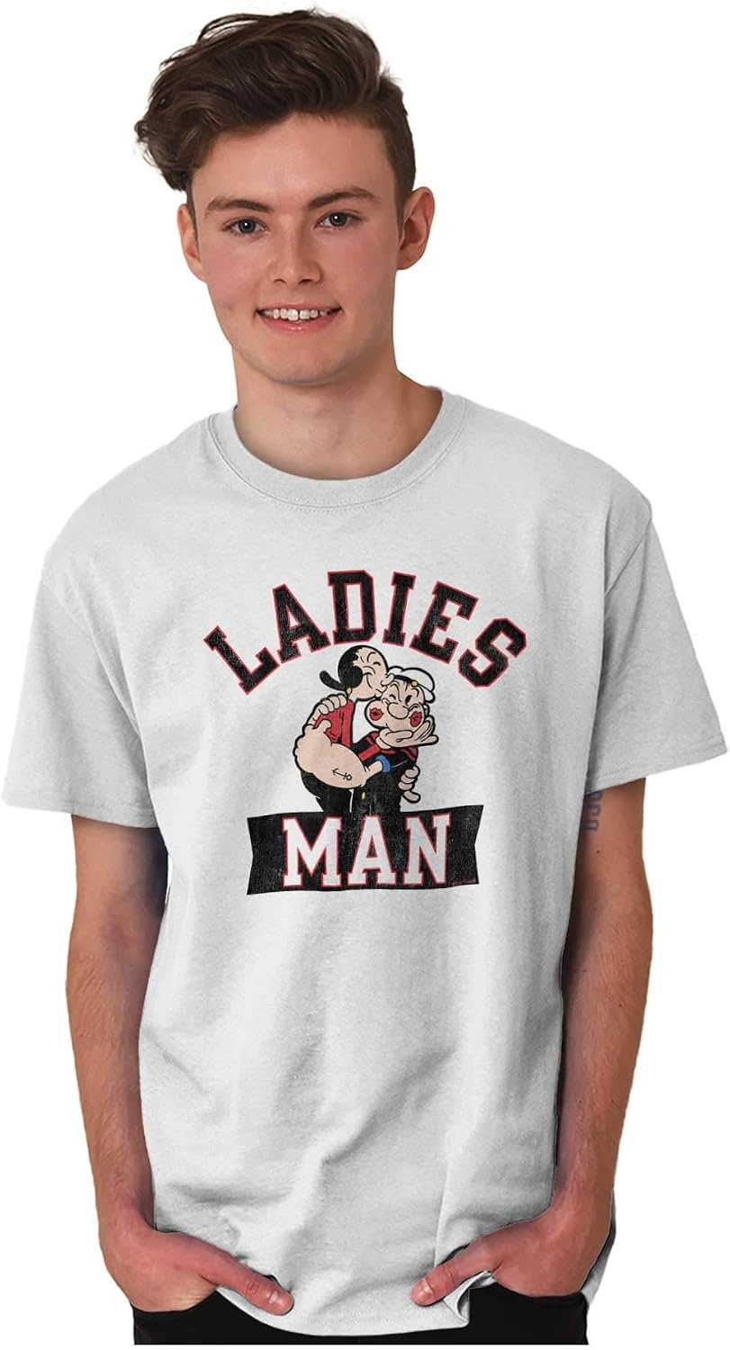 image:imageOlive OYL and Popeye Kiss Ladies Man Mens Graphic T Shirt TeesWhite