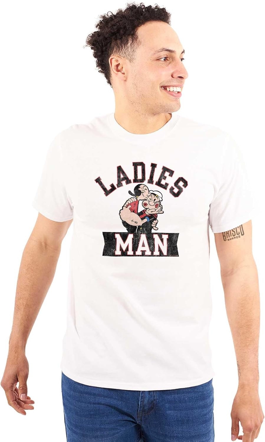 image:imageOlive OYL and Popeye Kiss Ladies Man Mens Graphic T Shirt TeesWhite