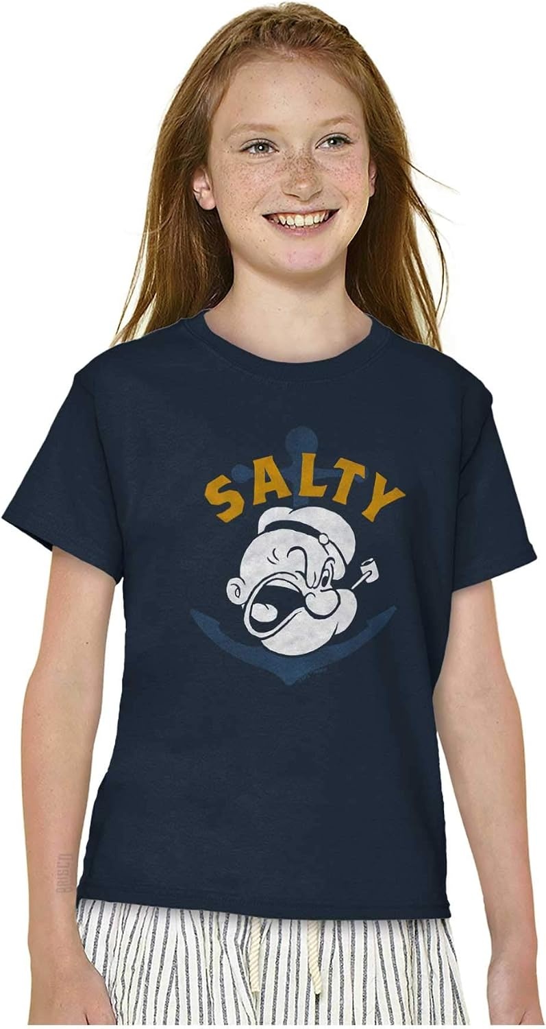 image:imagePopeye Sailor Salty Attitude Funny Crewneck T Shirts Boy GirlNavy
