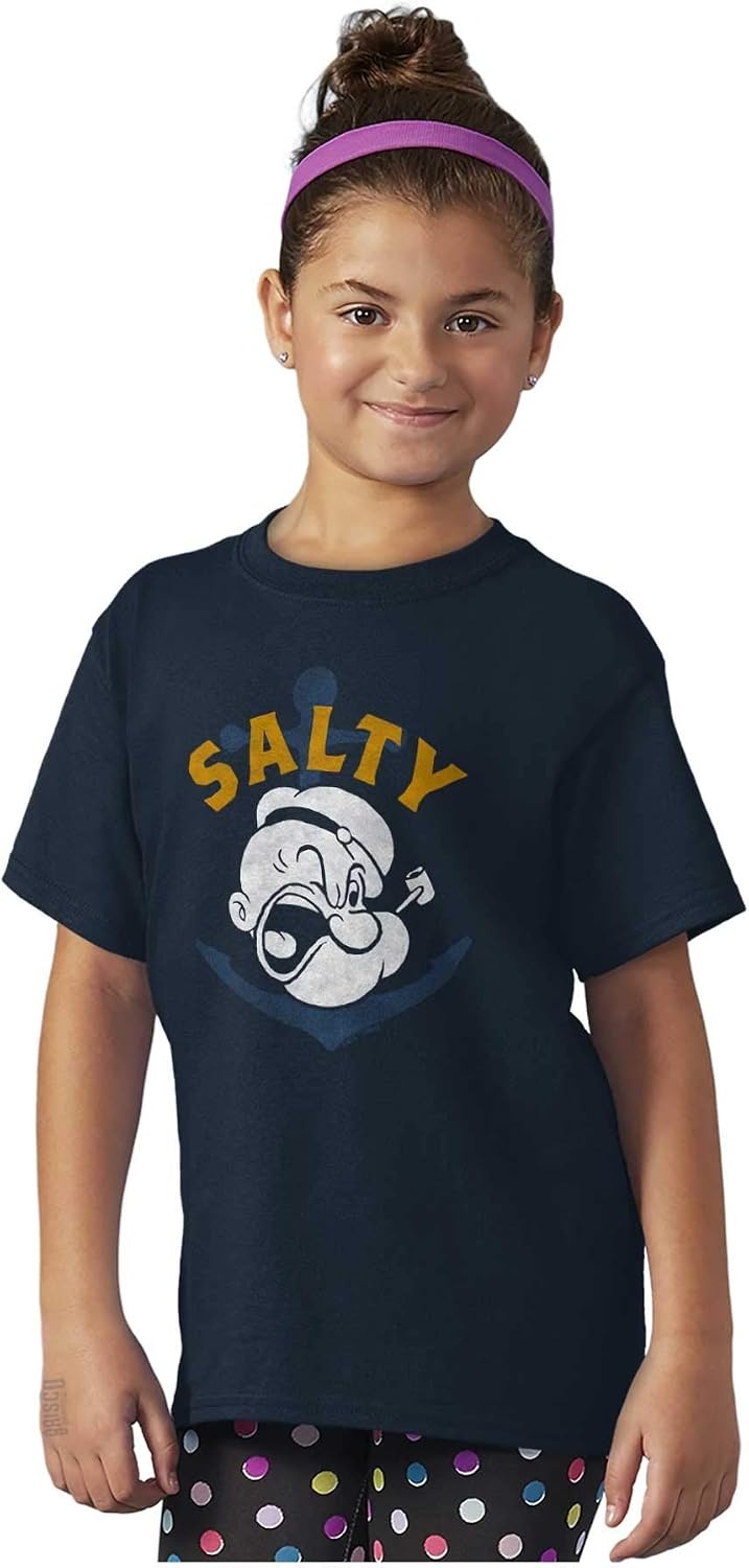 image:imagePopeye Sailor Salty Attitude Funny Crewneck T Shirts Boy GirlNavy