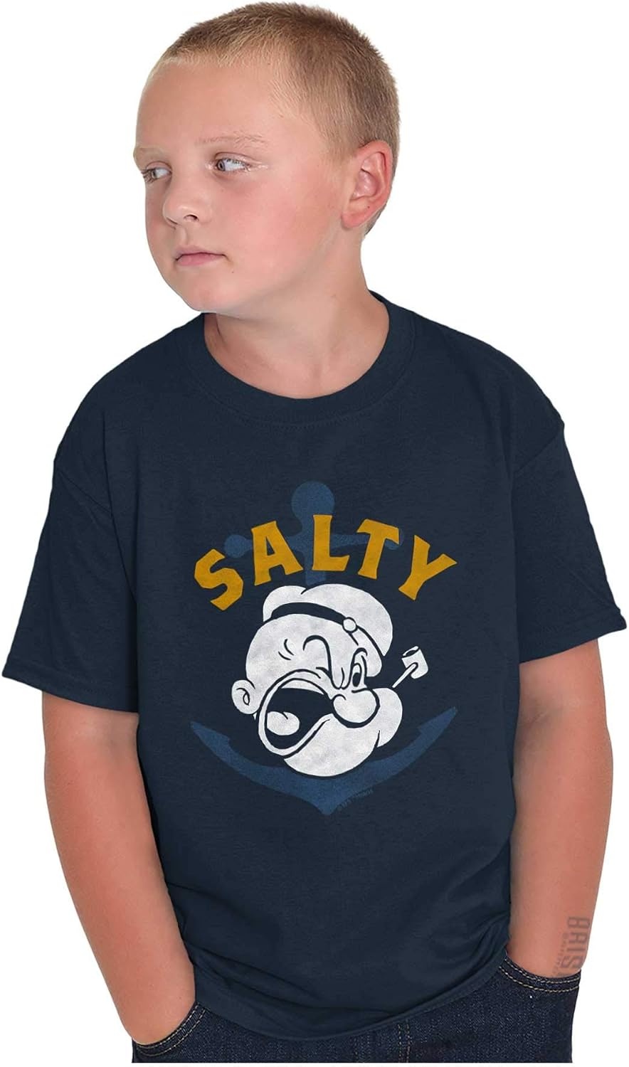image:imagePopeye Sailor Salty Attitude Funny Crewneck T Shirts Boy GirlNavy