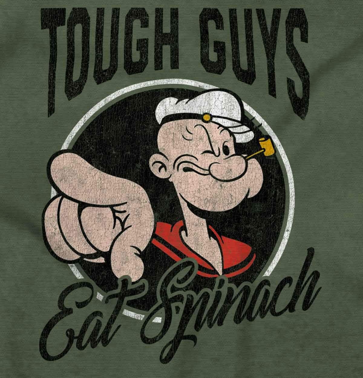 image:imagePopeye Tough Guys Eat Spinach Funny Mens Long Sleeve Tee T ShirtMilitary Green