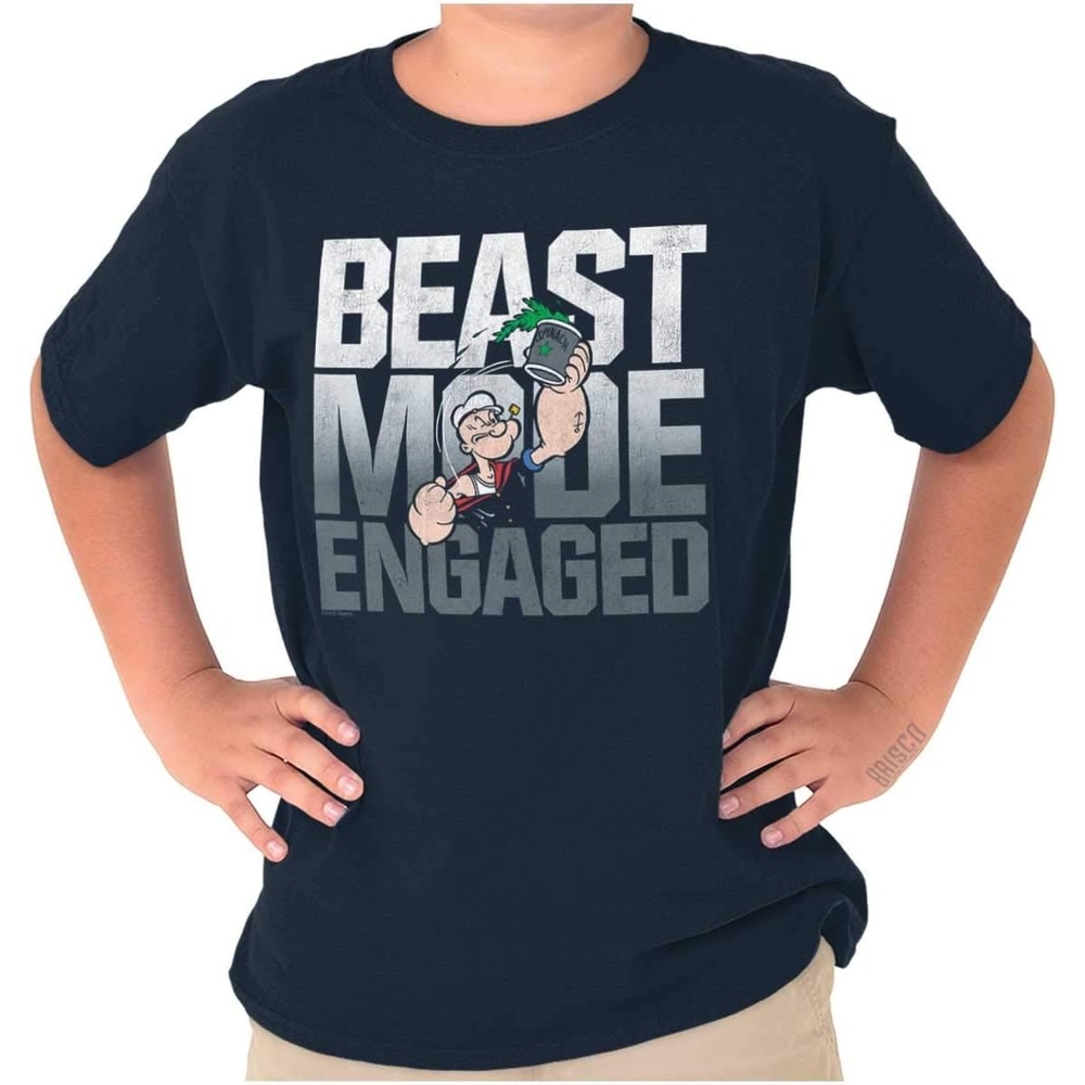 image:imageBrisco Brands Beast Gym Engaged Popeye Sailor Crewneck T Shirts Boy GirlNavy