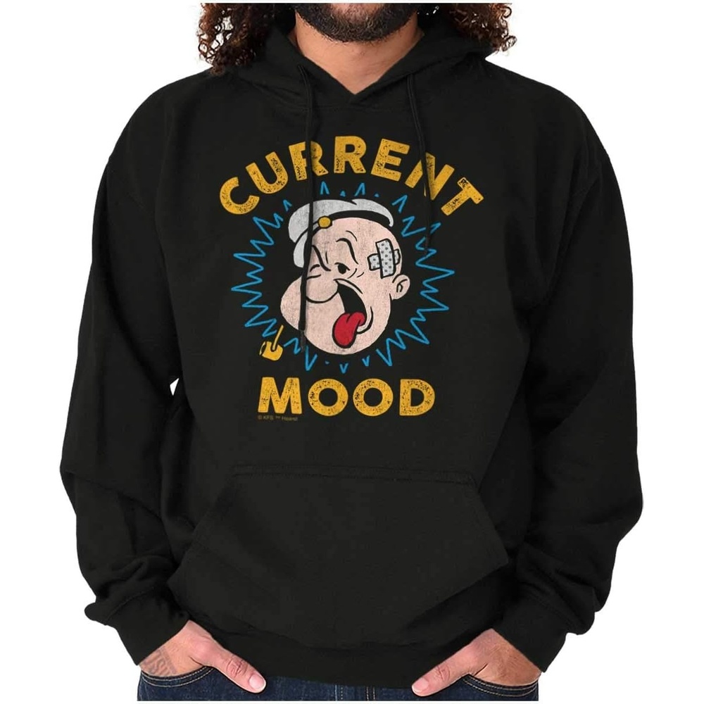 image:imageBrisco Brands Current Mood Popeye The Sailor Man Hoodie Sweatshirt Women MenBlack