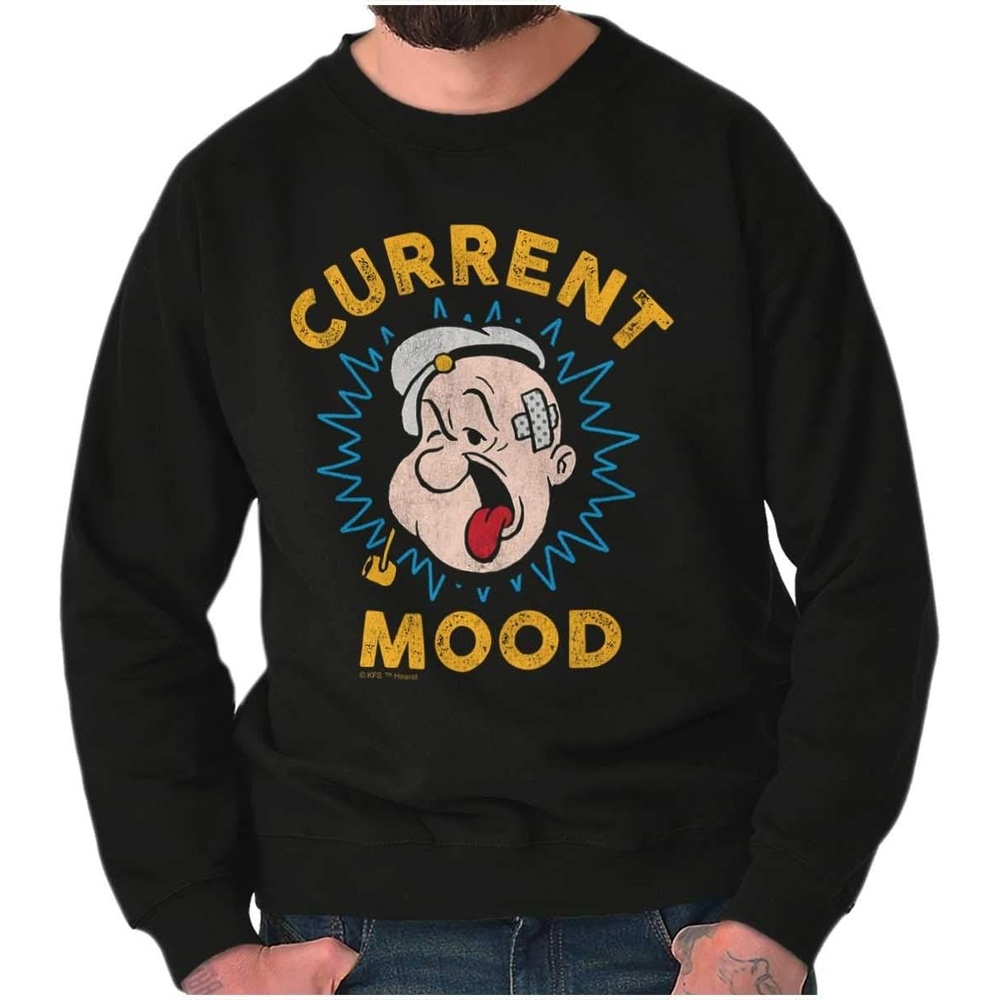 image:imageBrisco Brands Current Mood Popeye The Sailor Man Sweatshirt for Men or WomenBlack
