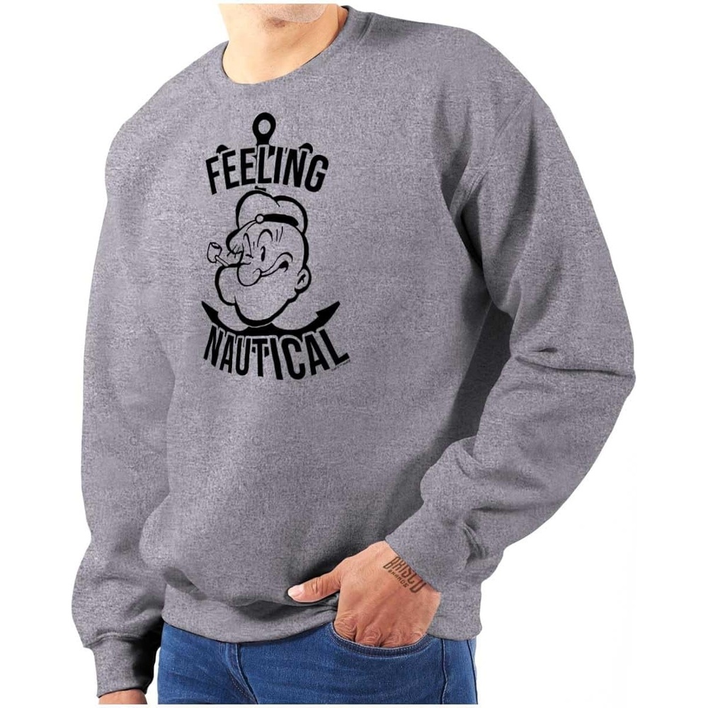 image:imageBrisco Brands Popeye The Sailor Feeling Nautical Sweatshirt for Men or WomenSport Grey
