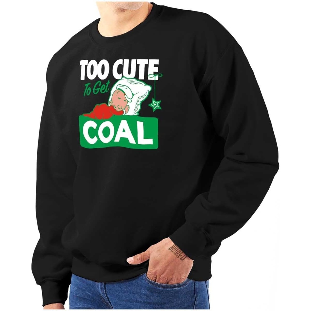 image:imageBrisco Brands SweePea Too Cute Get Coal Christmas Sweatshirt for Men or WomenBlack