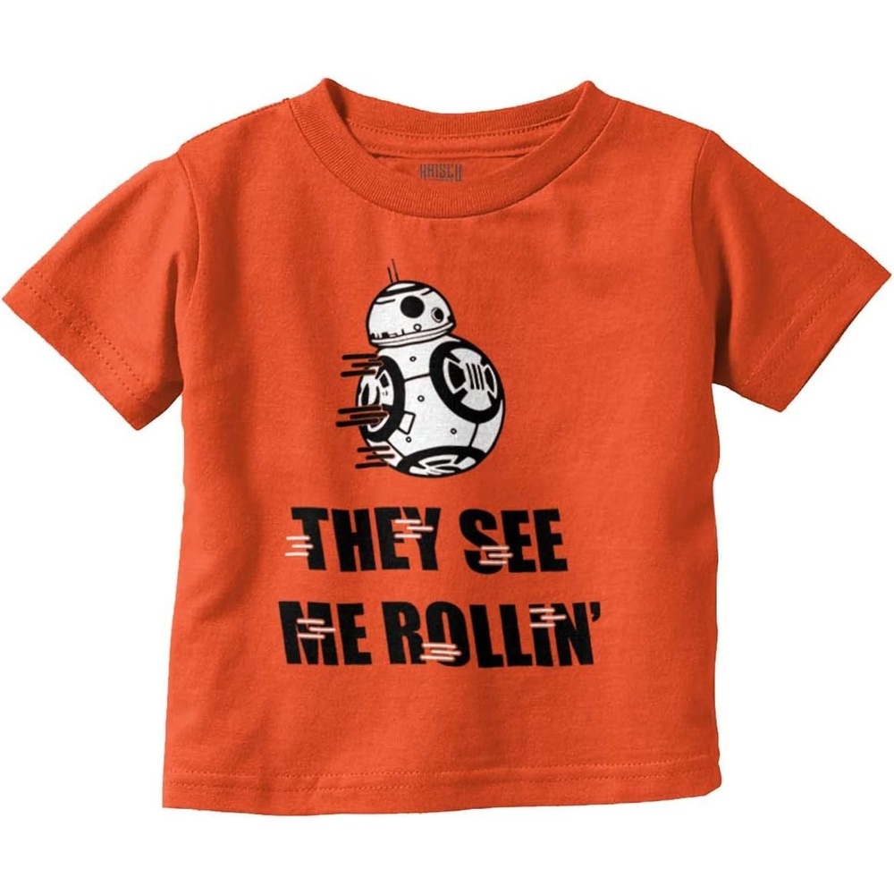 image:imageBrisco Brands They See Me Rollin Space Robot Galaxy Toddler Boy Girl T ShirtOrange