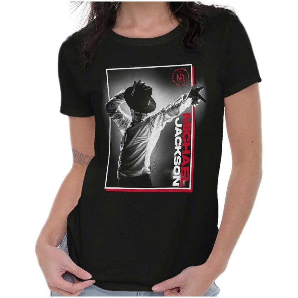 image:imageMichael Jackson Smooth Criminal Hat Womens Slim Fit Graphic TeeBlack