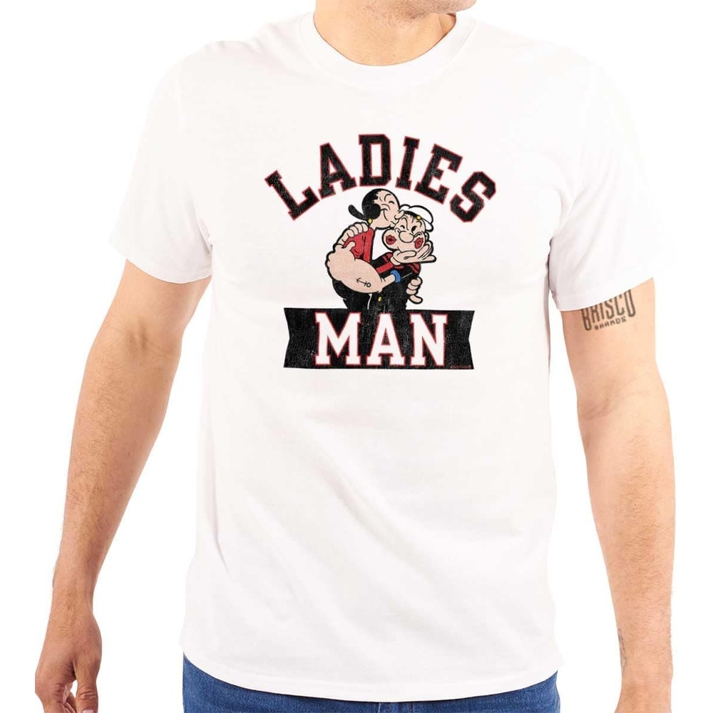 image:imageOlive OYL and Popeye Kiss Ladies Man Mens Graphic T Shirt TeesWhite