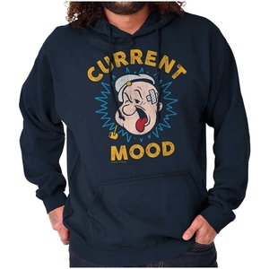 Brisco Brands Current Mood Popeye The Sailor Man Hoodie Sweatshirt Women Men(Navy)