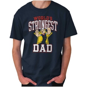 Brisco Brands Popeye Cartoon Worlds Strongest Dad Mens Graphic T Shirt Tees(Navy)
