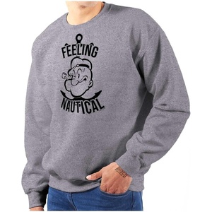 Brisco Brands Popeye The Sailor Feeling Nautical Sweatshirt for Men or Women(Sport Grey)