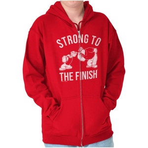 Brisco Brands Strong To The Finish Popeye Bluto Zip Hoodie Sweatshirt Men(Red)