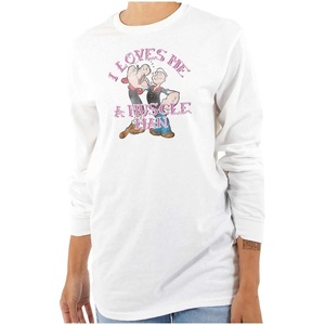 I Loves Me A Muscle Man Olive OYL Mens Long Sleeve Tee T Shirt(White)