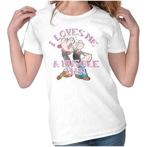I Loves Me A Muscle Man Olive OYL Womens Slim Fit Graphic Tee