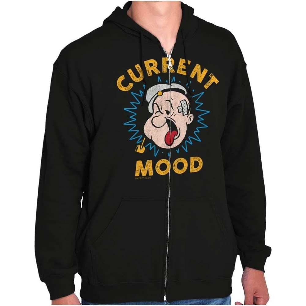 image:imageBrisco Brands Current Mood Popeye The Sailor Man Zip Up Hoodie Mens Womens