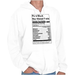 Black Pride Funny Nutrition Facts Zip Up Hoodie Mens Womens(White)