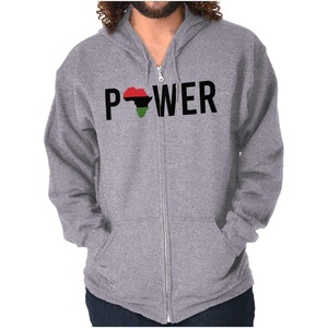 Brisco Brands Africa Black Power African Flag Zip Up Hoodie Mens Womens(Sport Grey)