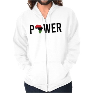 Brisco Brands Africa Black Power African Flag Zip Up Hoodie Mens Womens(White)