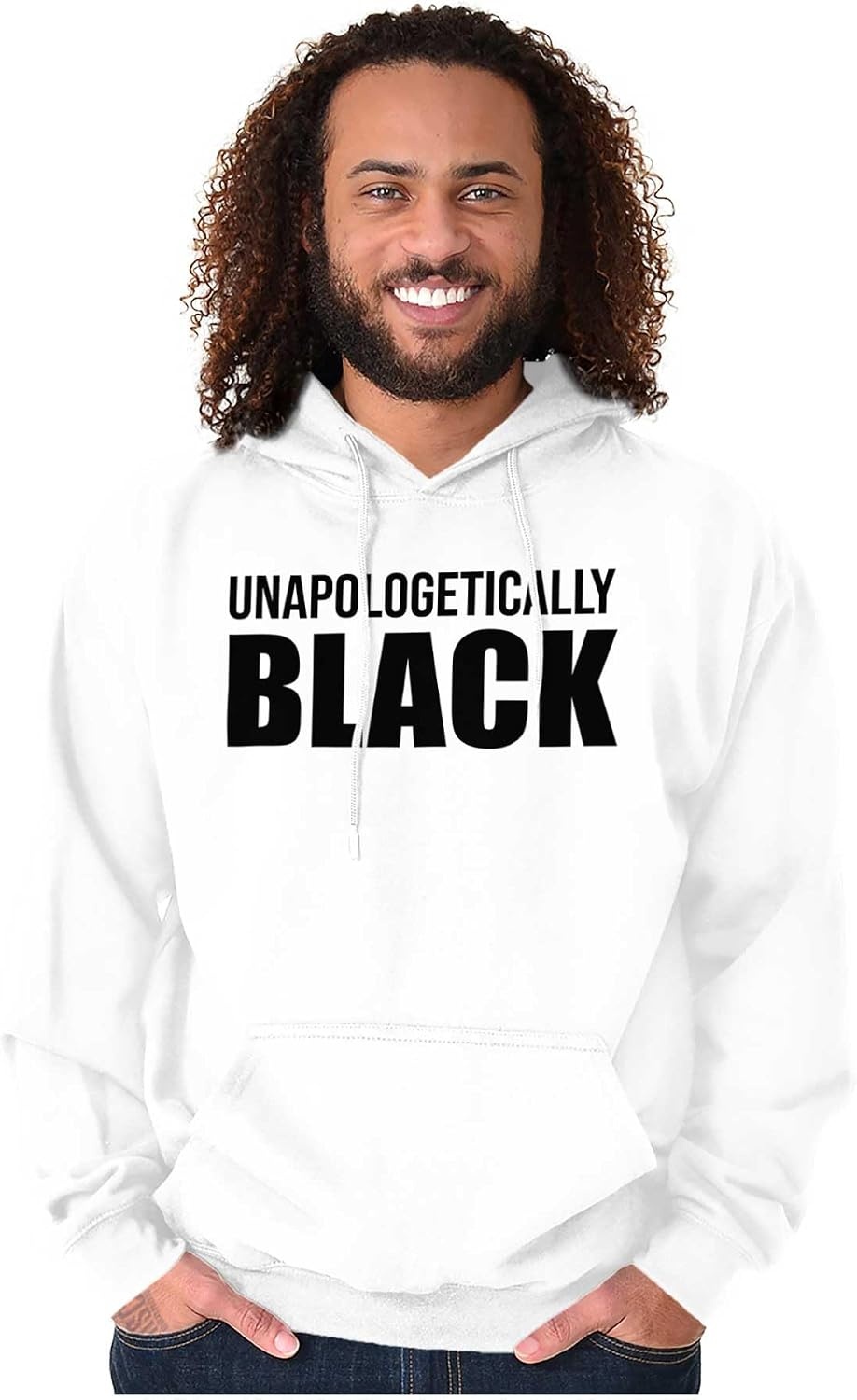 image:imageBrisco Brands Unapologetically Black Social Justice Hoodie Sweatshirt Women MenWhite