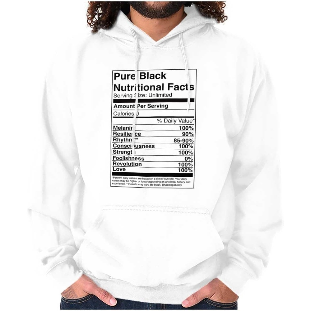 image:imageBlack Pride Funny Nutrition Facts Hoodie Sweatshirt Women MenWhite