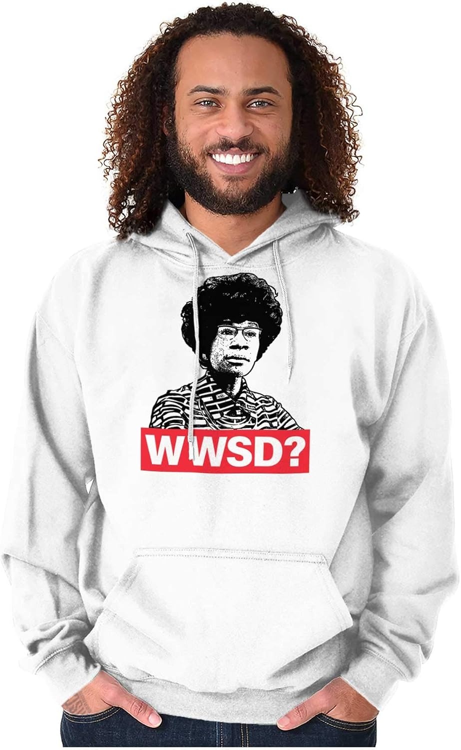 image:imageBrisco Brands Black Icon Shirley Chisholm Political Hoodie Sweatshirt Women MenWhite
