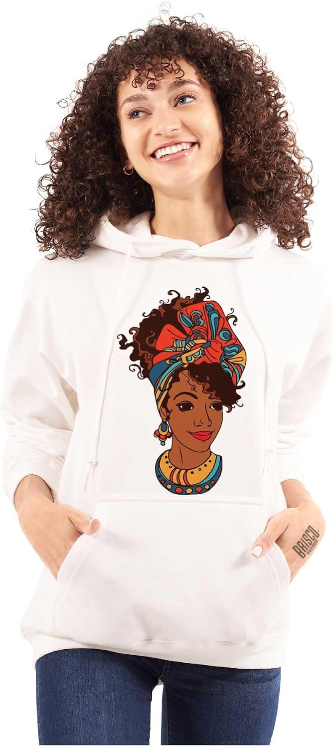 image:imageBrisco Brands Black Woman Natural Hair Queen Cute Hoodie Sweatshirt WomenWhite