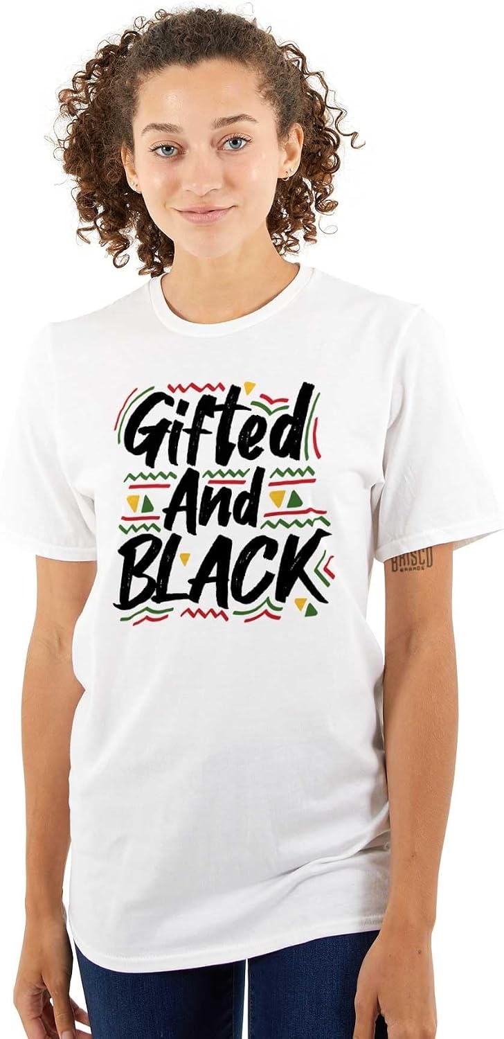 image:imageBrisco Brands Gifted and Black History Empowerment Womens Graphic T Shirt TeesWhite