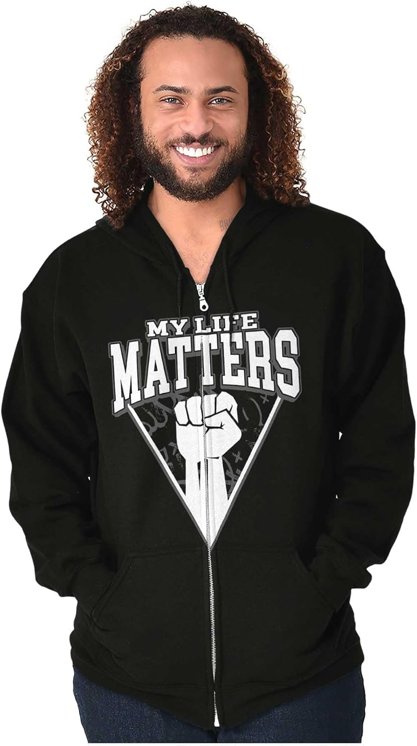 image:imageBrisco Brands My Life Matters Black Power Fist Zip Up Hoodie Mens Womens