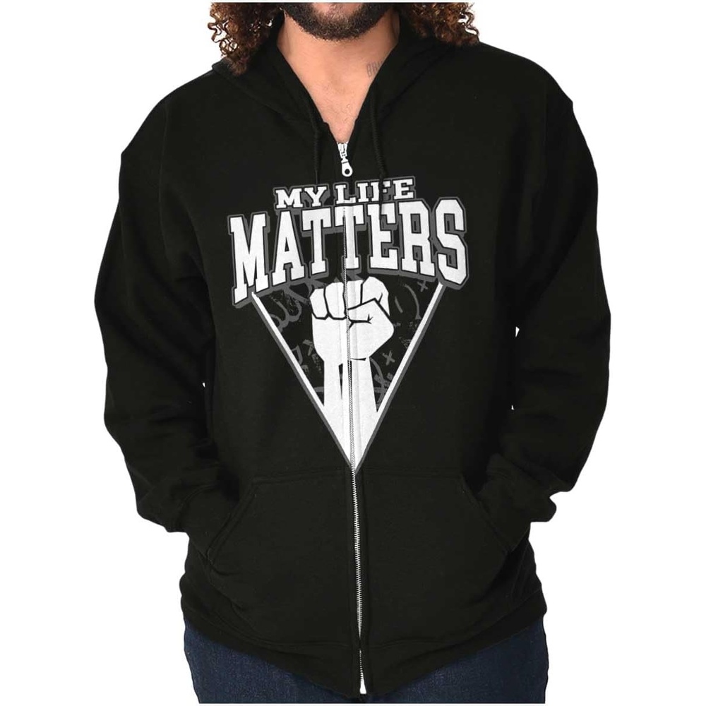 image:imageBrisco Brands My Life Matters Black Power Fist Zip Up Hoodie Mens Womens