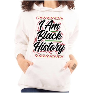 Brisco Brands I Am Black History Empowerment Quote Hoodie Sweatshirt Women(White)