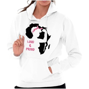Brisco Brands Loud and Proud Black Girl Cute Africa Hoodie Sweatshirt Women(White)