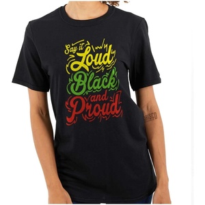 Brisco Brands Say it Loud Black and Proud Quote Womens Graphic T Shirt Tees(Black)