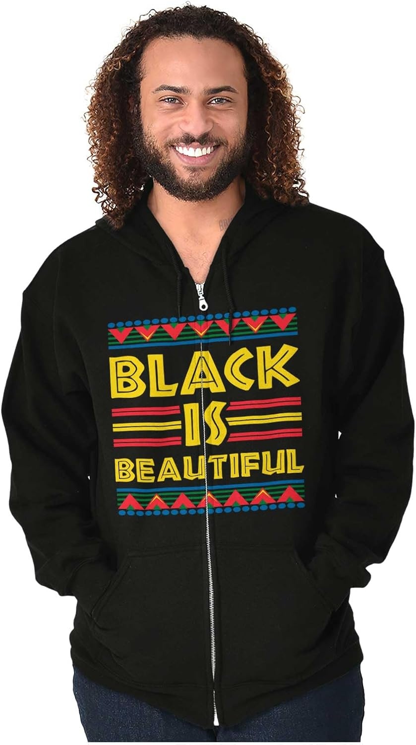 image:imageBrisco Brands Black is Beautiful African Tribal Zip Up Hoodie Mens Womens