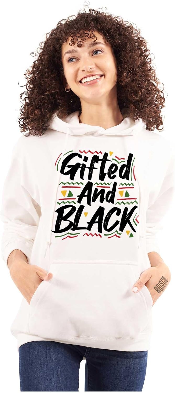 image:imageBrisco Brands Gifted and Black History Empowerment Hoodie Sweatshirt WomenWhite