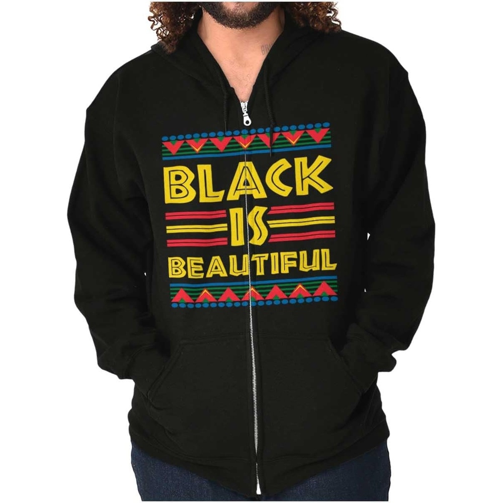 image:imageBrisco Brands Black is Beautiful African Tribal Zip Up Hoodie Mens Womens