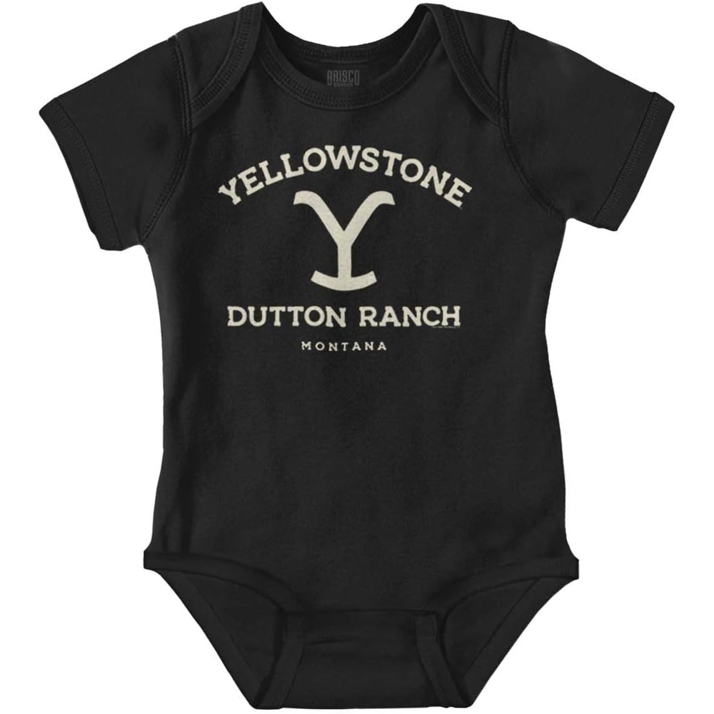 image:imageBrisco Brands Yellowstone Dutton Ranch Montana Baby Romper Boys or GirlsBlack