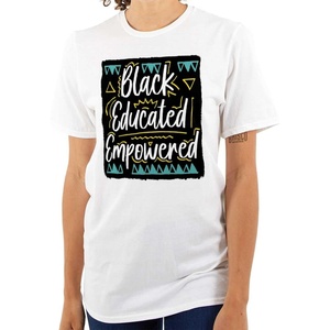 Brisco Brands Black Educated and Empowered Quote Womens Graphic T Shirt Tees(White)