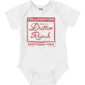 Brisco Brands Yellowstone Dutton Ranch USA Stamp Baby Romper Boys or Girls(White)